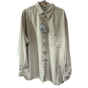 Pardazzio Uomo Mens Size XL Tan Button Up Long Sleeve Shirt Vintage NEW